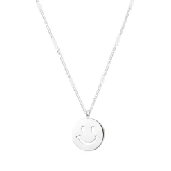 Filigrane Ketten | Hey Happiness Smiley Gesicht Anhänger Kette in Silber Silver
