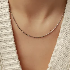 Filigrane Ketten | Hey Happiness Stab und Kugel Kette in Silber Silver