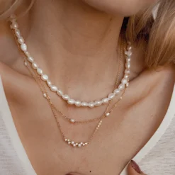 Perlenketten | Filigrane Ketten | Hey Happiness Sterlingsilber Kette mit Perlen und Zirkonia