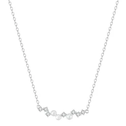Perlenketten | Filigrane Ketten | Hey Happiness Sterlingsilber Kette mit Perlen und Zirkonia