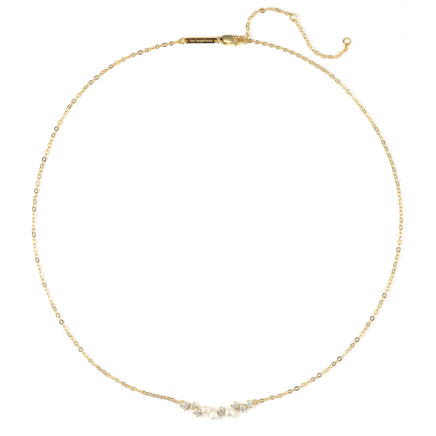 Perlenketten | Filigrane Ketten | Hey Happiness Sterlingsilber Kette mit Perlen und Zirkonia