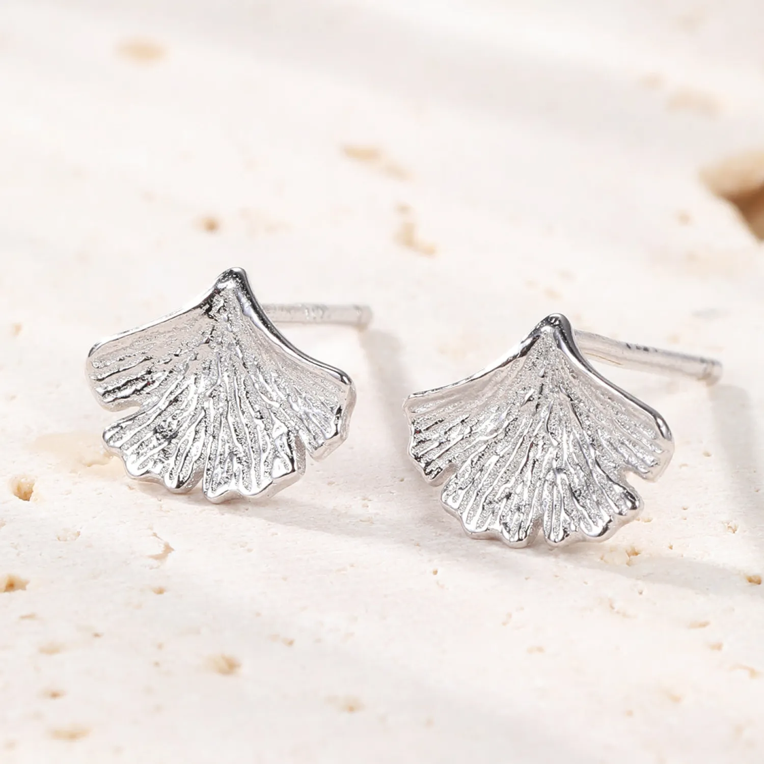 Ohrstecker | Hey Happiness Sterlingsilber Ohrstecker Ginkgo Blatt