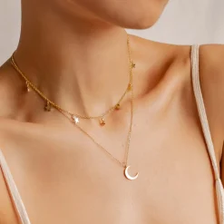 Necklace Sets | Choker Ketten | Hey Happiness Stern Choker Mond Kette Schmuckset in farbe Gold