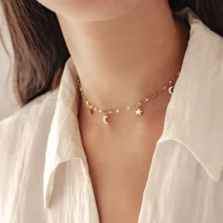 Choker Ketten | Hey Happiness Stern und Mond Choker Wasserfest