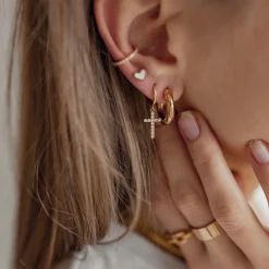 Ear Cuffs | Ohrstecker | Hey Happiness Strass Ear Cuff Ohrring Sterlingsilber in Gold