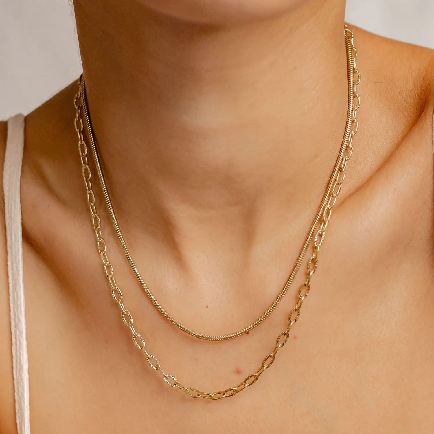 Filigrane Ketten | Hey Happiness Strukturierte Gliederkette in Gold