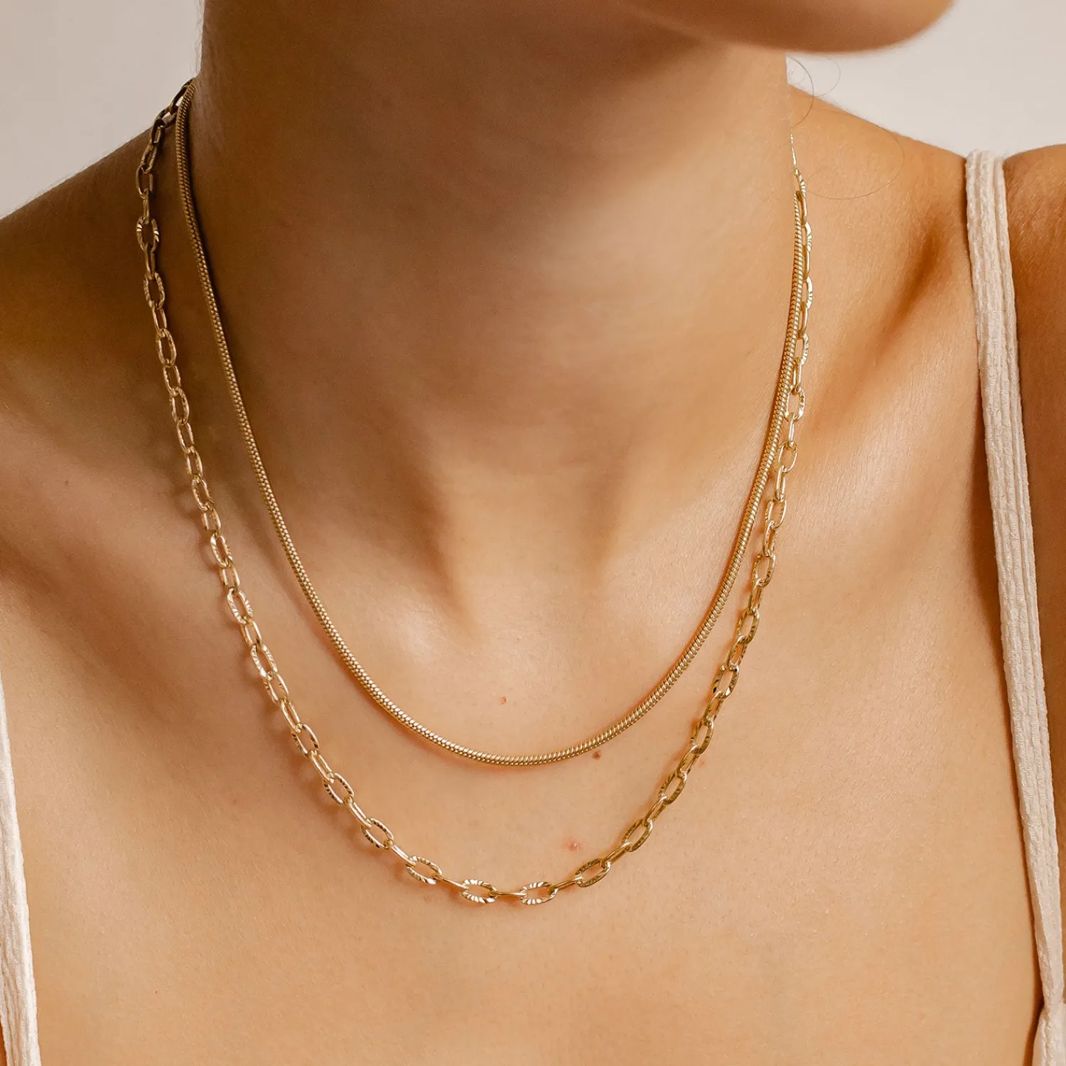Filigrane Ketten | Hey Happiness Strukturierte Gliederkette in Gold