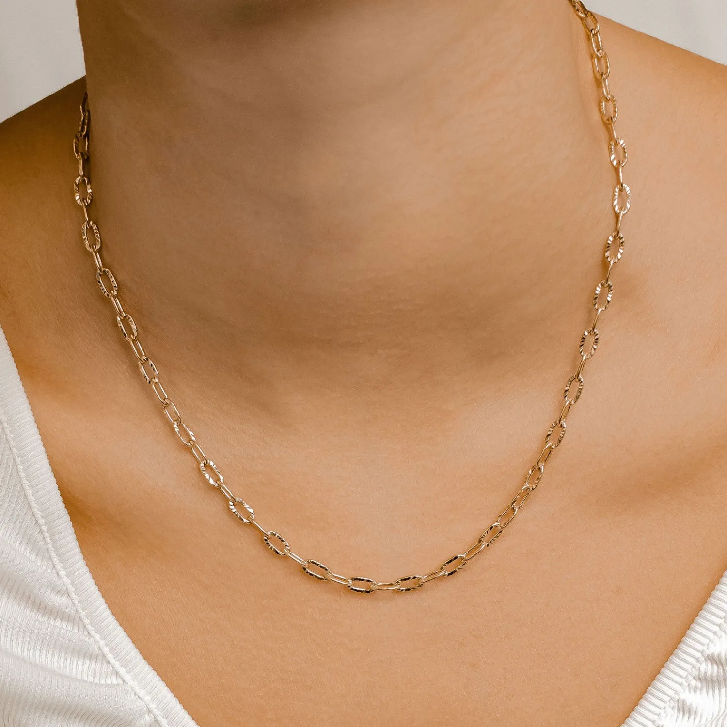 Filigrane Ketten | Hey Happiness Strukturierte Gliederkette in Gold