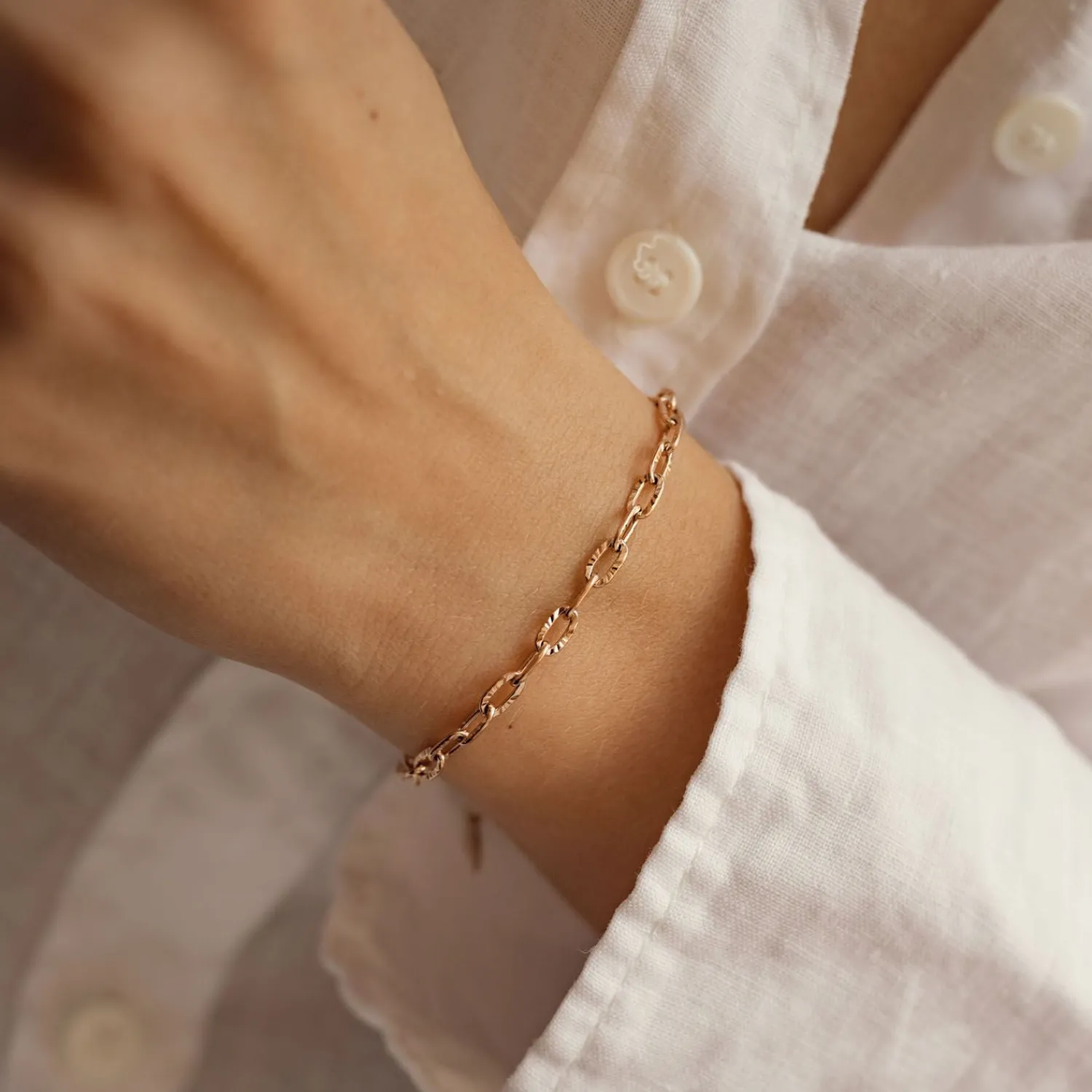 Ketten Armbänder | Hey Happiness Strukturiertes Armband in Gliederkette-Design in Rosegold Rose Gold
