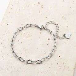 Ketten Armbänder | Hey Happiness Strukturiertes Armband in Gliederkette-Design in Silber Silver