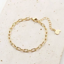 Ketten Armbänder | Hey Happiness Strukturiertes Armband in Gliederkette-Design in Gold