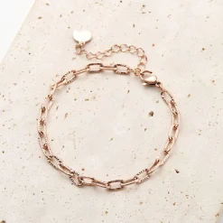 Ketten Armbänder | Hey Happiness Strukturiertes Armband in Gliederkette-Design in Rosegold Rose Gold