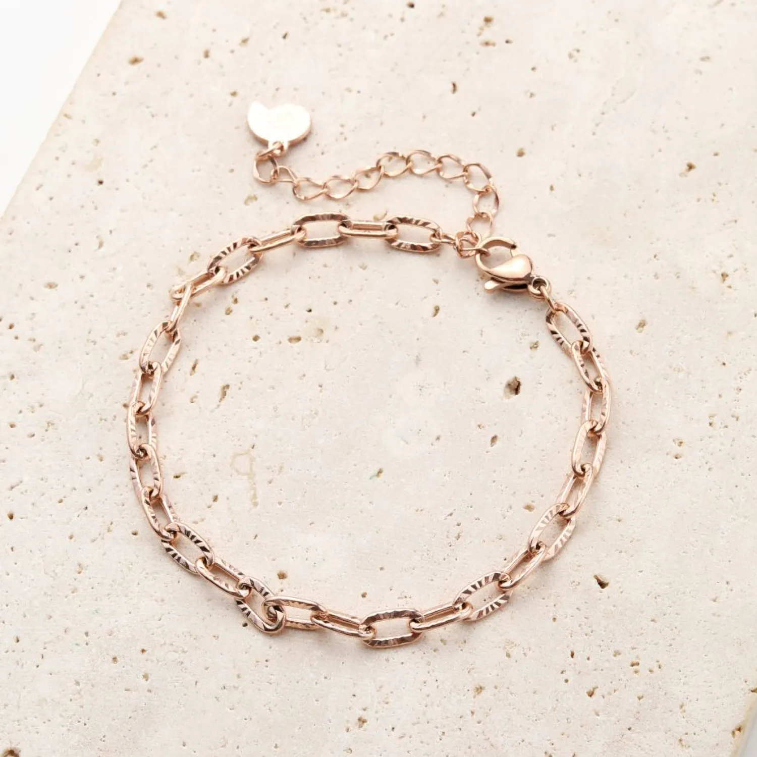 Ketten Armbänder | Hey Happiness Strukturiertes Armband in Gliederkette-Design in Rosegold Rose Gold