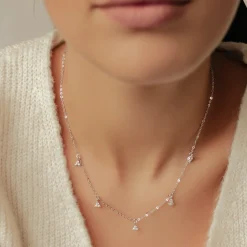 Filigrane Ketten | Hey Happiness Trinity Sterlingsilber Kette mit Zirkonia