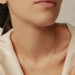 Filigrane Ketten | Hey Happiness Trinity Sterlingsilber Kette mit Zirkonia