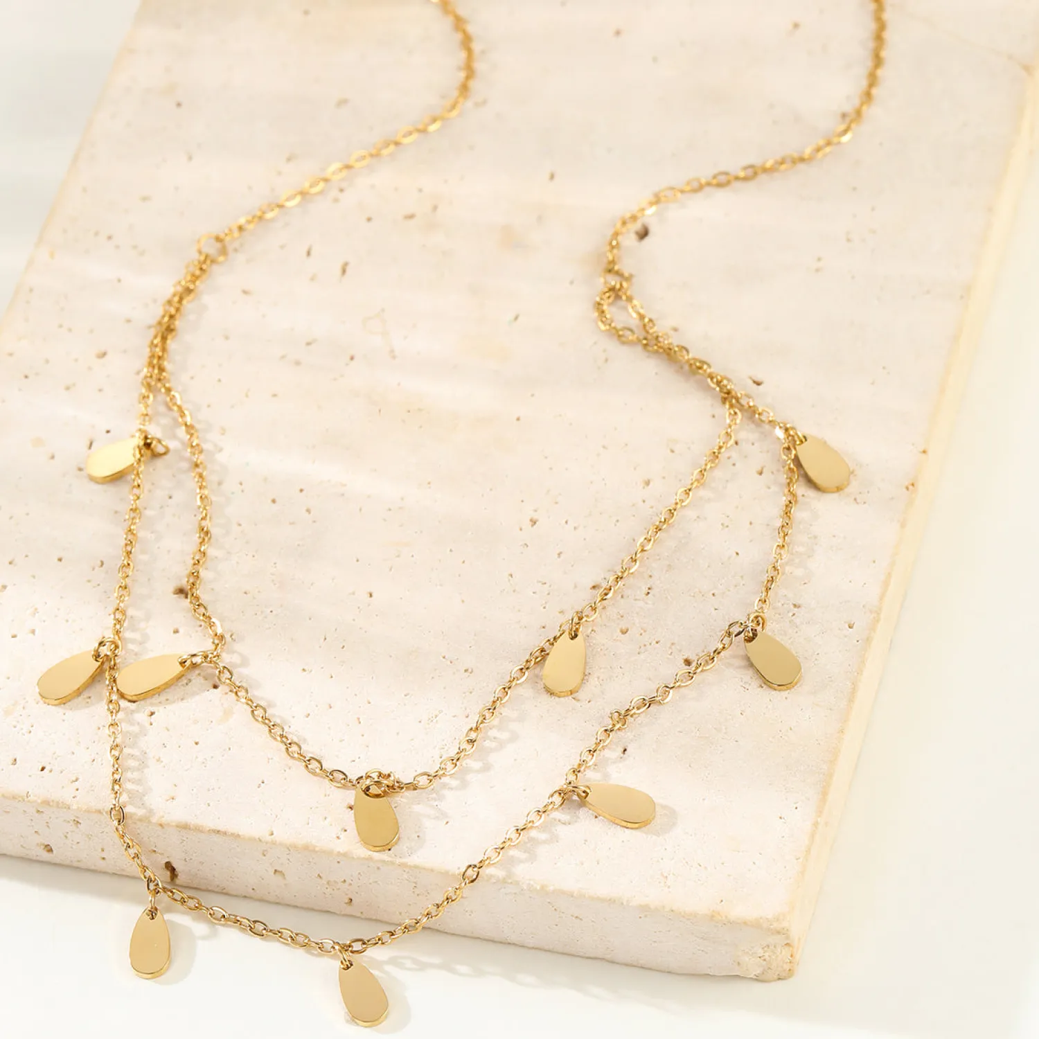 Filigrane Ketten | Hey Happiness Tropfen Charm Layered Halskette Wasserfest