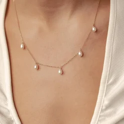 Filigrane Ketten | Hey Happiness Unersetzliche Perle Kette aus 585 Gold