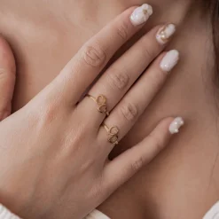 Schlichte Ringe | Hey Happiness Verbundene Herzen Ring aus Edelstahl