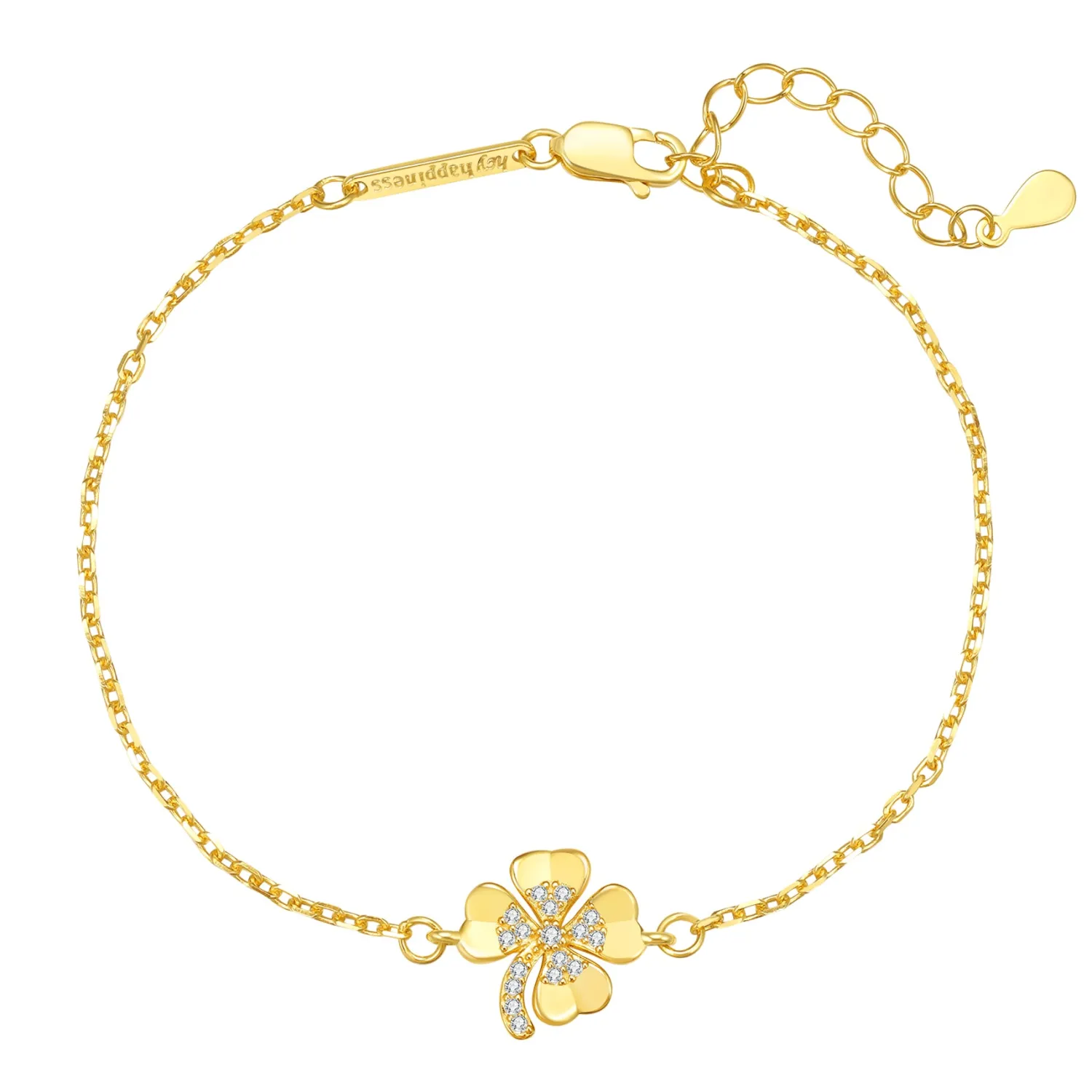 Charm Armbänder | Hey Happiness Vierblättriges-Kleeblatt-Armband aus Sterlingsilber