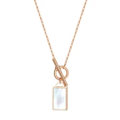 Perlenketten | Filigrane Ketten | Hey Happiness Viereck Anhänger Kette mit Knebelverschluss in Rosegold Rose Gold