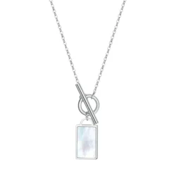 Perlenketten | Filigrane Ketten | Hey Happiness Viereck Anhänger Kette mit Knebelverschluss in Silber Silver