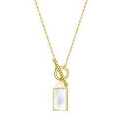 Perlenketten | Filigrane Ketten | Hey Happiness Viereck Anhänger Kette mit Knebelverschluss in Gold