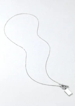 Perlenketten | Filigrane Ketten | Hey Happiness Viereck Anhänger Kette mit Knebelverschluss in Silber Silver