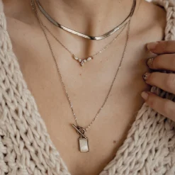 Perlenketten | Filigrane Ketten | Hey Happiness Viereck Anhänger Kette mit Knebelverschluss in Silber Silver