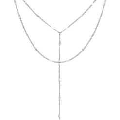 Lariat Necklaces | Filigrane Ketten | Hey Happiness Y Kette Mehrreihig Silberfarbe Silver
