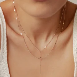 Lariat Necklaces | Filigrane Ketten | Hey Happiness Y Layered Necklace Rose Gold