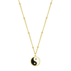 Filigrane Ketten | Hey Happiness Yin Yang Anhänger Kette im Kugelkette-Design in Gold