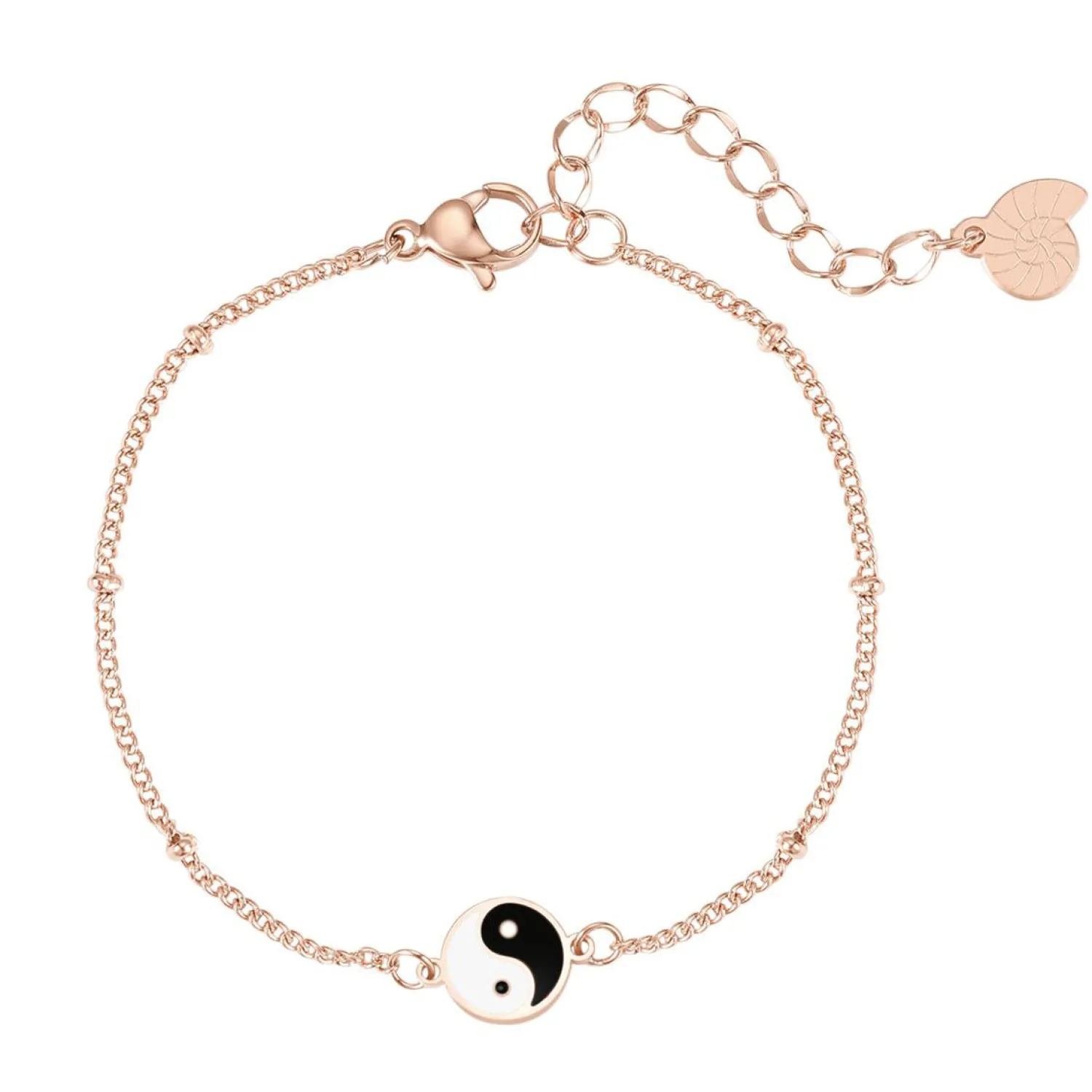 Charm Armbänder | Hey Happiness Yin Yang Armband im Kugelkette-Design in Rosegold Rose Gold