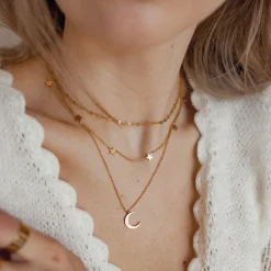 Filigrane Ketten | Hey Happiness Zarte Halbmond Kette in farbe Gold