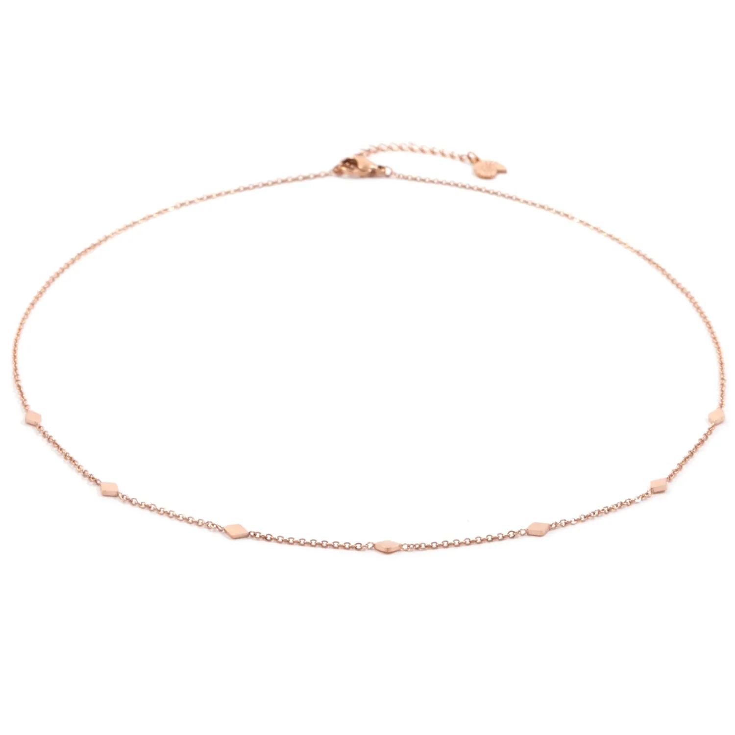 Filigrane Ketten | Hey Happiness Zarte Kette mit Rhombus Anhängern in Rosegold Rose Gold