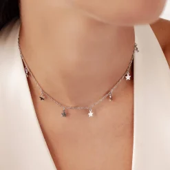 Choker Ketten | Filigrane Ketten | Hey Happiness Zarte Kette Sterne in Silberfarbe Silver