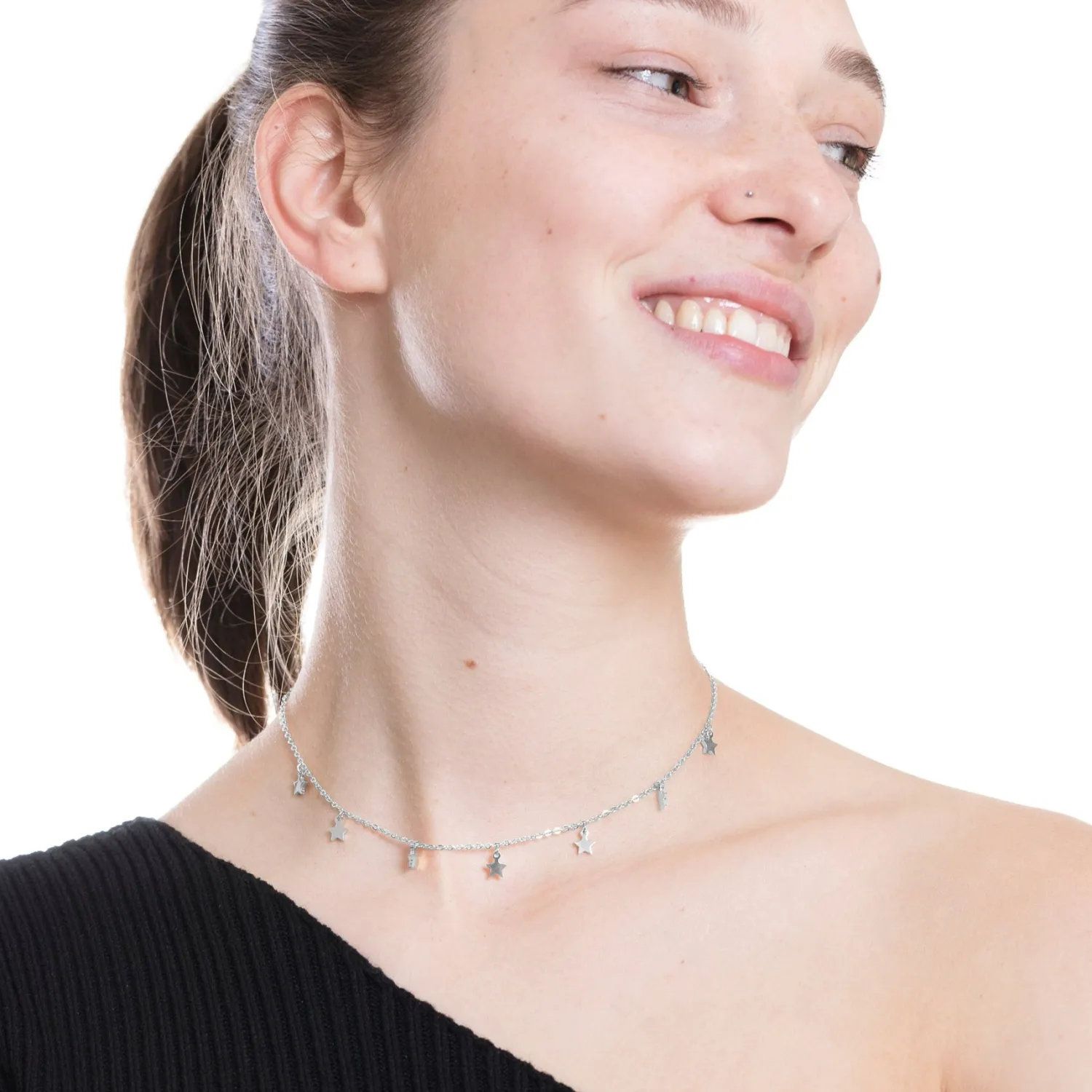 Choker Ketten | Filigrane Ketten | Hey Happiness Zarte Kette Sterne in Silberfarbe Silver