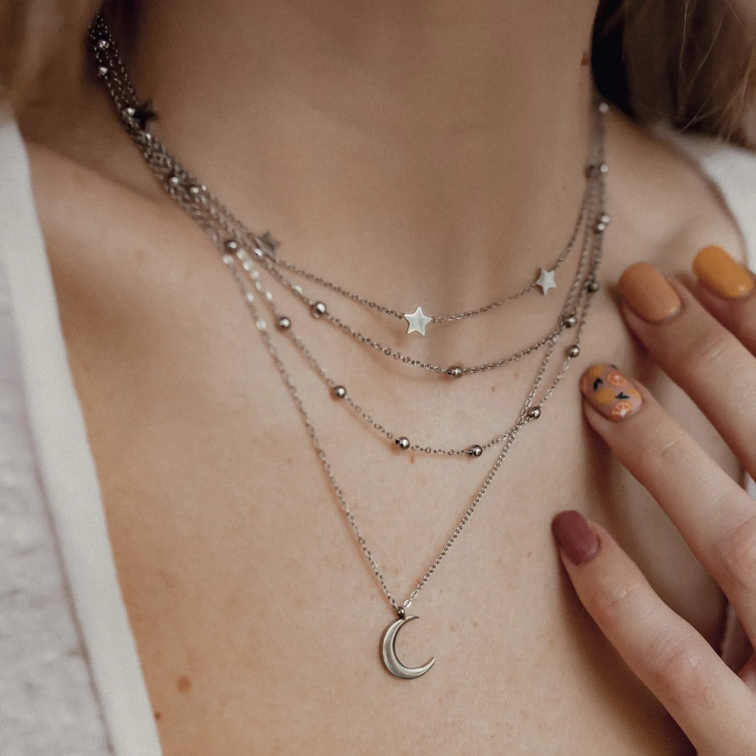 Filigrane Ketten | Hey Happiness Zarte Stern Kette in Silberfarbe Silver