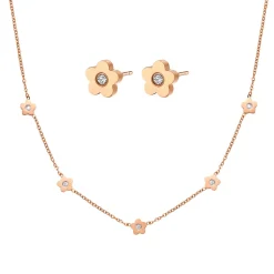Necklace Sets | Filigrane Ketten | Hey Happiness Zierliche Blume Charm Kette in Rosegold Rose Gold
