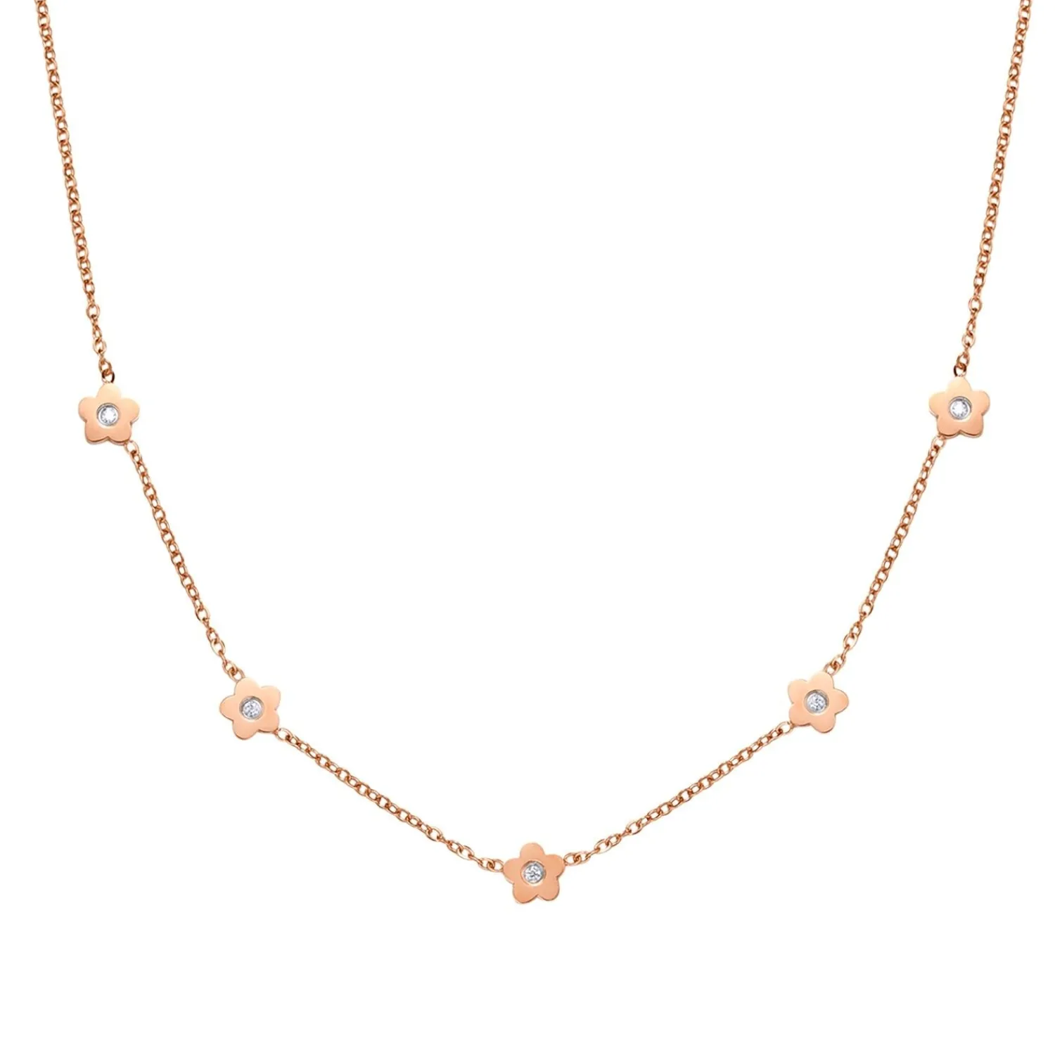 Necklace Sets | Filigrane Ketten | Hey Happiness Zierliche Blume Charm Kette in Rosegold Rose Gold