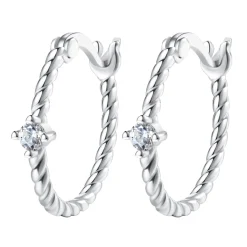 Creolen | Hey Happiness Zirkonia Huggie Ohrringe Kordeldesign Sterlingsilber Silver