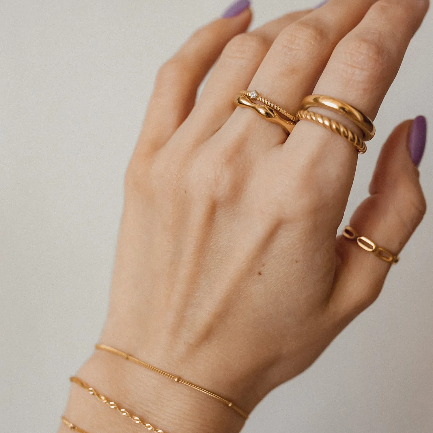 Schlichte Ringe | Hey Happiness Zirkonia Kordelring Sterlingsilber in Gold