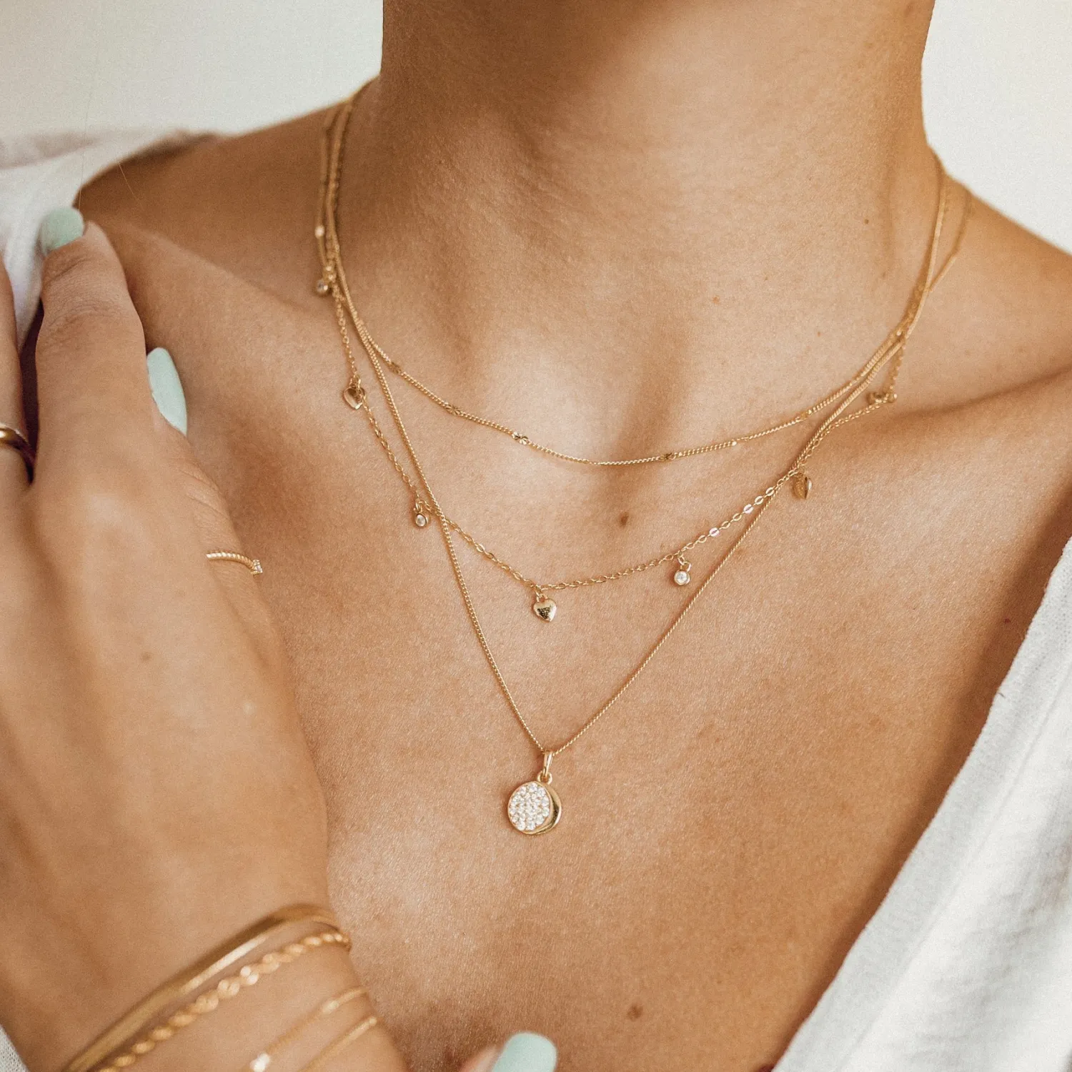 Filigrane Ketten | Hey Happiness Zirkonia Mond Anhänger Kette Sterlingsilber in Gold