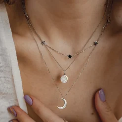 Filigrane Ketten | Hey Happiness Zirkonia Mond Anhänger Kette Sterlingsilber Silver