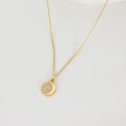 Filigrane Ketten | Hey Happiness Zirkonia Mond Anhänger Kette Sterlingsilber in Gold