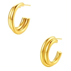 Creolen | Hey Happiness Zweireihige Creolen in Gold