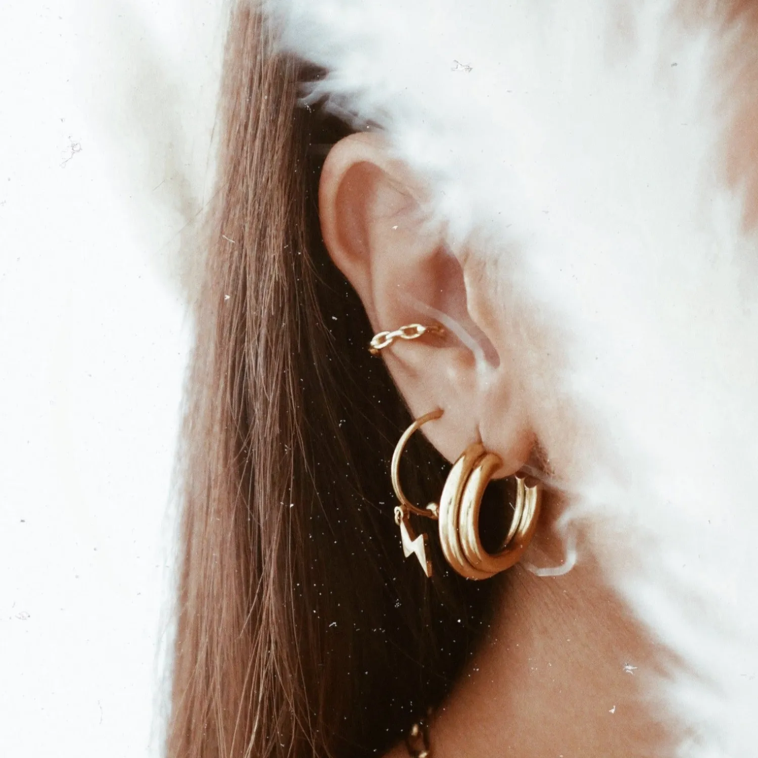 Creolen | Hey Happiness Zweireihige Creolen in Gold
