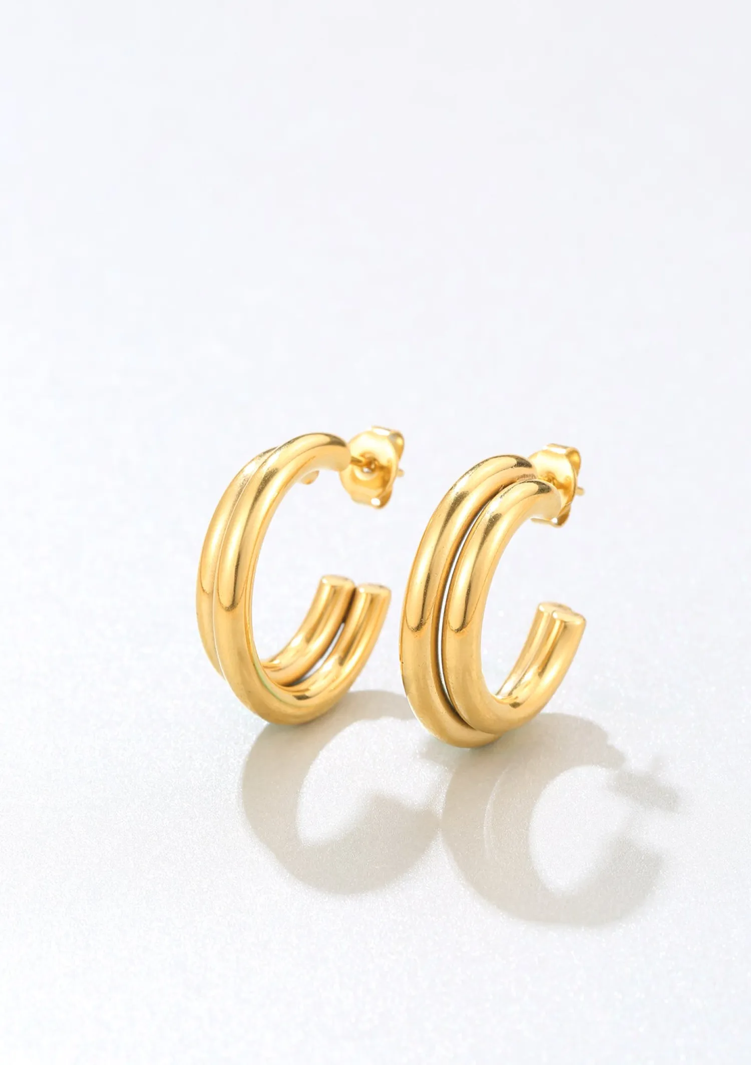 Creolen | Hey Happiness Zweireihige Creolen in Gold