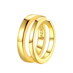Ear Cuffs | Ohrstecker | Hey Happiness Zweireihige Ear Cuff Ohrringe Sterlingsilber in Gold