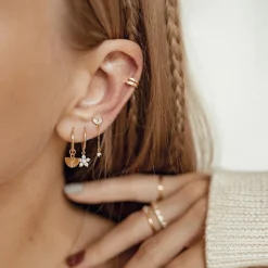 Ear Cuffs | Ohrstecker | Hey Happiness Zweireihige Ear Cuff Ohrringe Sterlingsilber in Gold