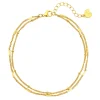 Fußkettchen | Hey Happiness Zweireihige Fußkette in Gold